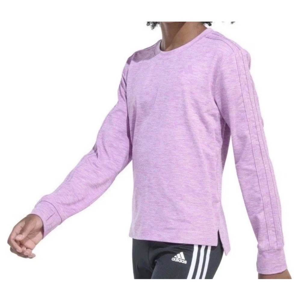 Adidas Girls V.COLORS Three Stripes Long Sleeve Melange Training T-shirt Nwt L14 - Picture 4 of 16